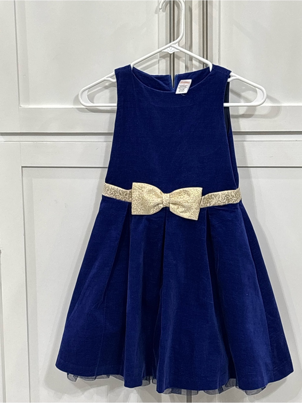 Girls Gymboree Navy Velvet Holiday Dress with Gold Bow